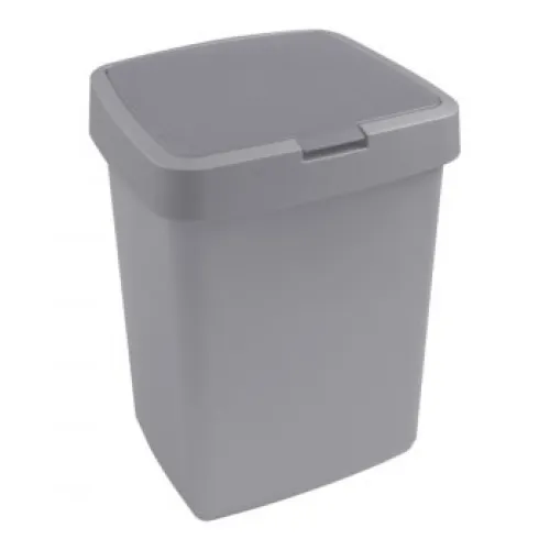 Afvalbak 10 liter plat deksel kleur grijs